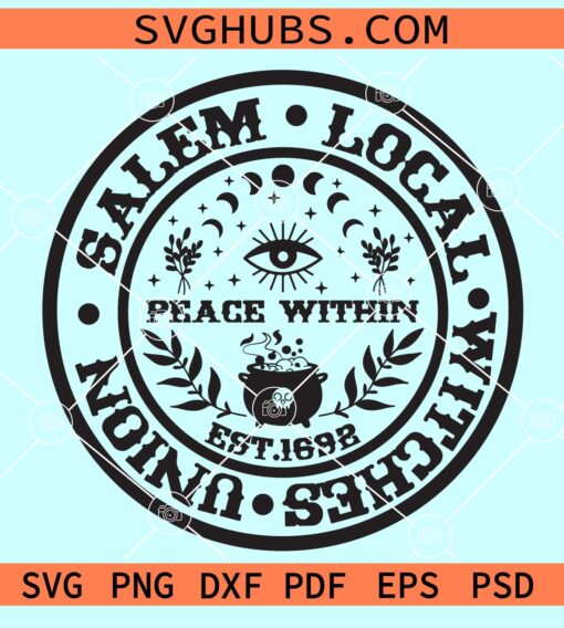 Salem local witches union peace within Est 1692 svg