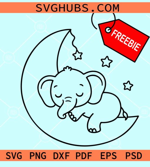 Sleeping baby elephant SVG free