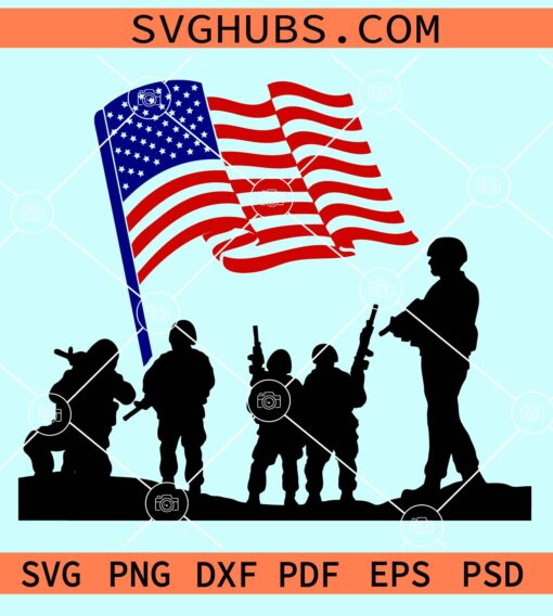 Soldiers American flag svg, Memorial day svg,  Veterans svg, American Flag svg