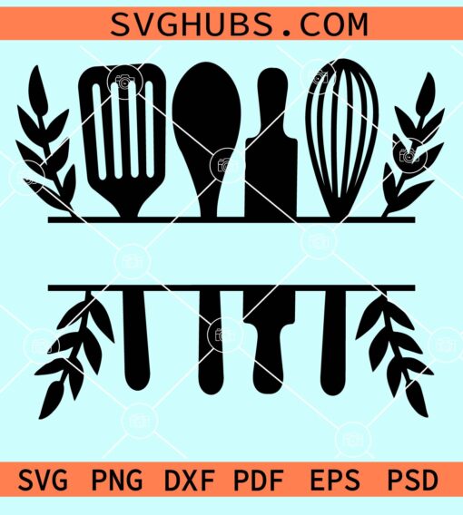 Split kitchen utensils name frame monogram