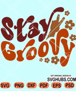 Stay groovy retro with hand peace sign svg