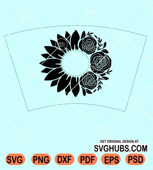 Sunflower and roses Starbucks full wrap svg