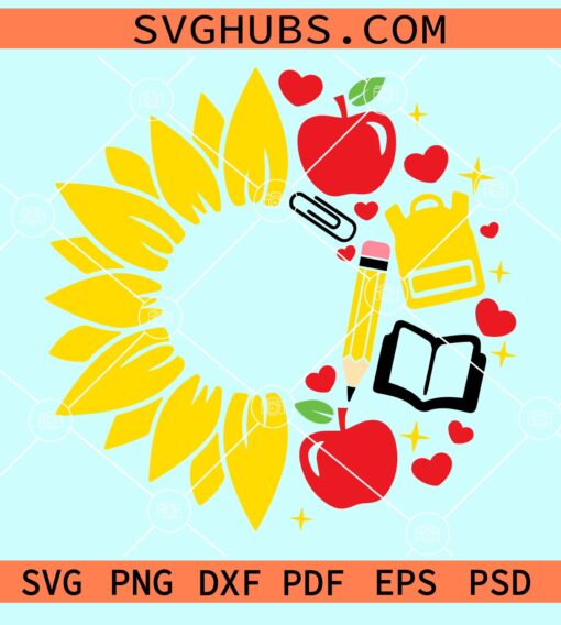 Teacher sunflower starbucks cup wrap svg