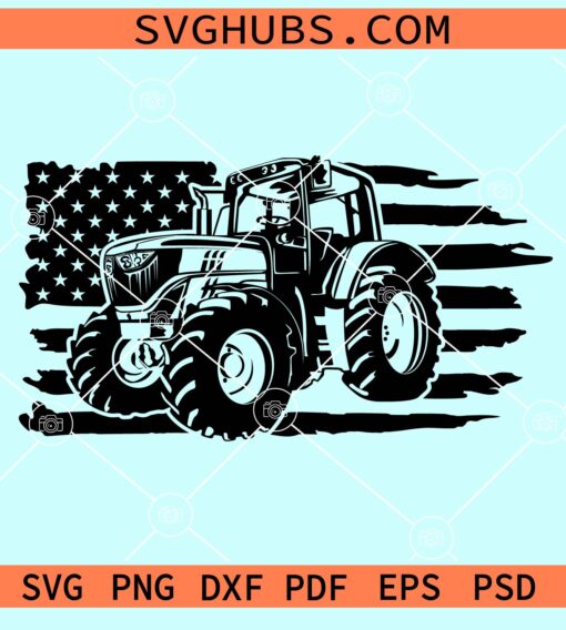 Tractor American flag svg