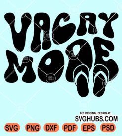 Vacay mode wavy text with flipflops svg