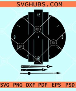 Wall clock silhouette with clock hands svg