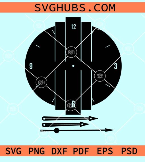 Wall clock silhouette with clock hands svg