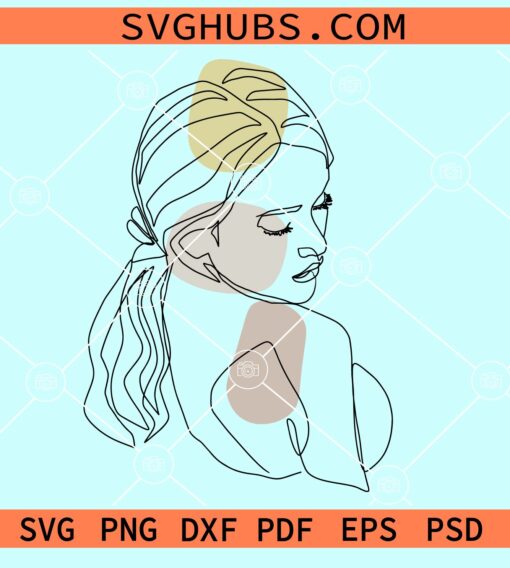 Woman face continuous line art svg