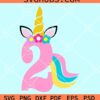 2nd Birthday unicorn girl svg