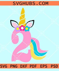 2nd Birthday unicorn girl svg