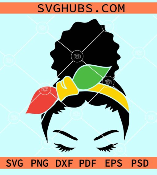 Afro woman face Juneteenth headband svg