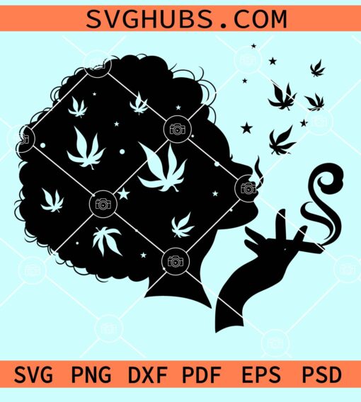 Afro woman smoking a blunt svg