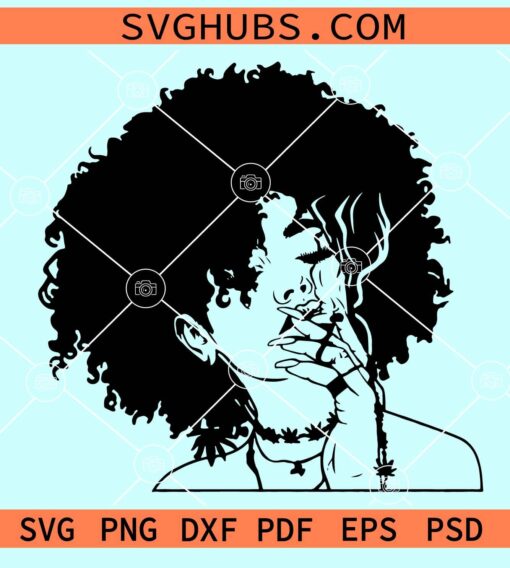 Afro woman weed svg