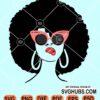Afro woman with biting lips and sunglasses svg