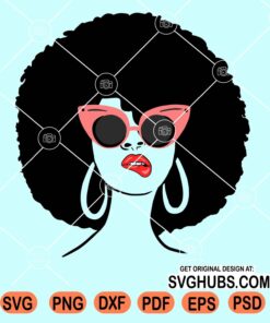 Afro woman with biting lips and sunglasses svg