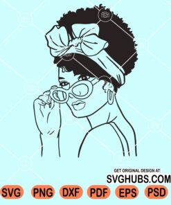 Afro woman with turban and sunglasses svg