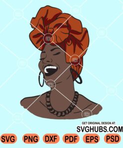 Afro woman with turban laughing svg