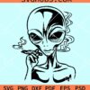 Alien smoking a joint svg