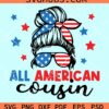 All American cousin messy bun svg