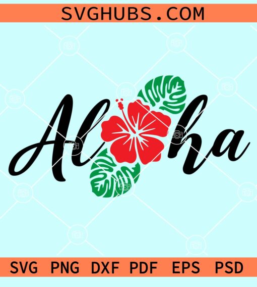 Aloha with hibiscus svg