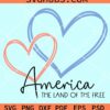 America the land of the free with double hearts svg