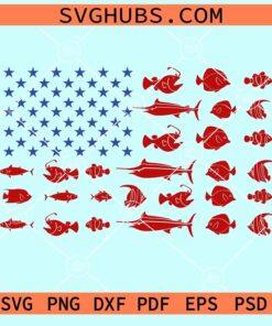 American Fishing flag svg