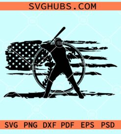 Baseball player with US flag svg
