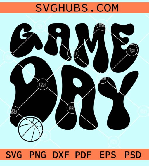 Basketball game day wavy letters svg