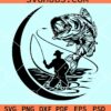 Bass fishing with crescent moon svg