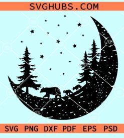 Bear family on moons svg