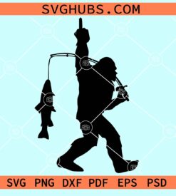 Bigfoot fishing middle finger svg