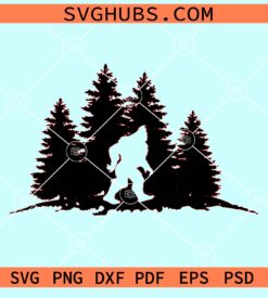 Bigfoot forest scenery svg
