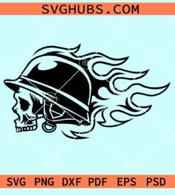 Biker skull with helmet and flame svg