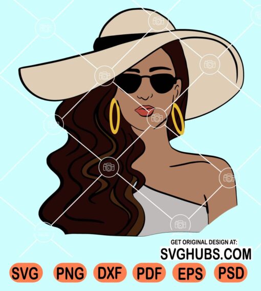 Black woman with hat and sunglasses svg