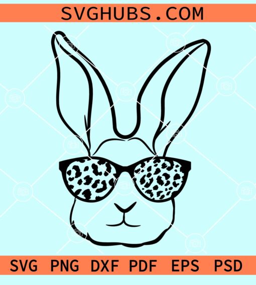 Bunny with leopard print sunglasses svg