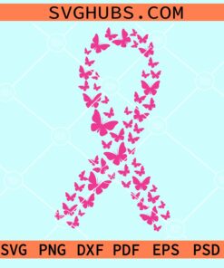 Butterfly breast cancer awareness ribbon svg