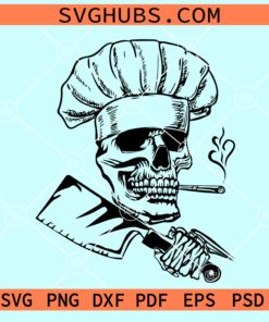 Chef skull smoking weed svg