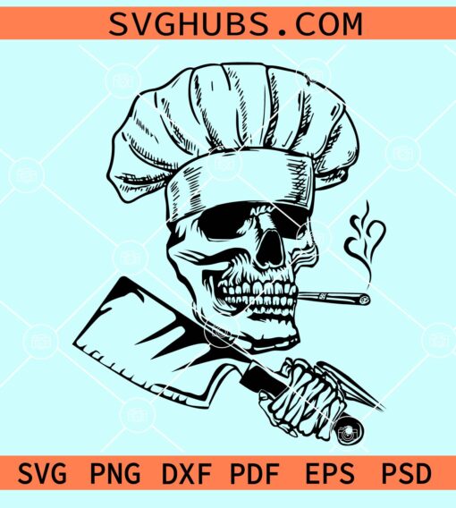 Chef skull smoking weed svg