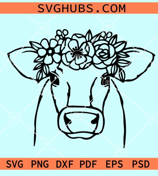 Cow with flowers svg