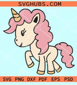 Cute cartoon unicorn svg