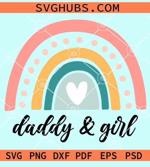 Daddy and girl rainbow svg