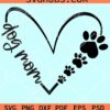 Dog mom heart with paw prints svg