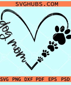 Dog mom heart with paw prints svg
