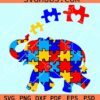 Elephant Autism puzzle pieces svg