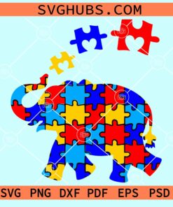 Elephant Autism puzzle pieces svg