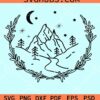 Floral camping scenery with moon svg