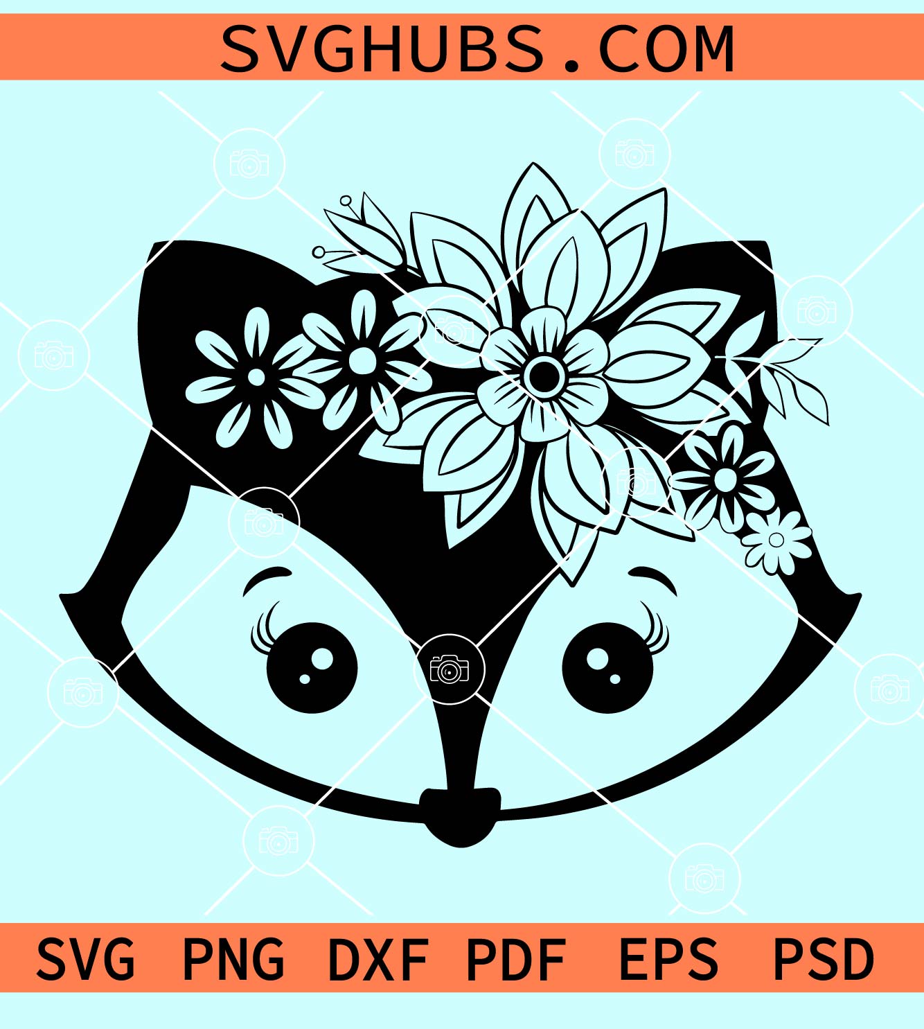 Floral fox face svg, Sweet Fox Face Svg, Flower Fox svg, girl fox svg