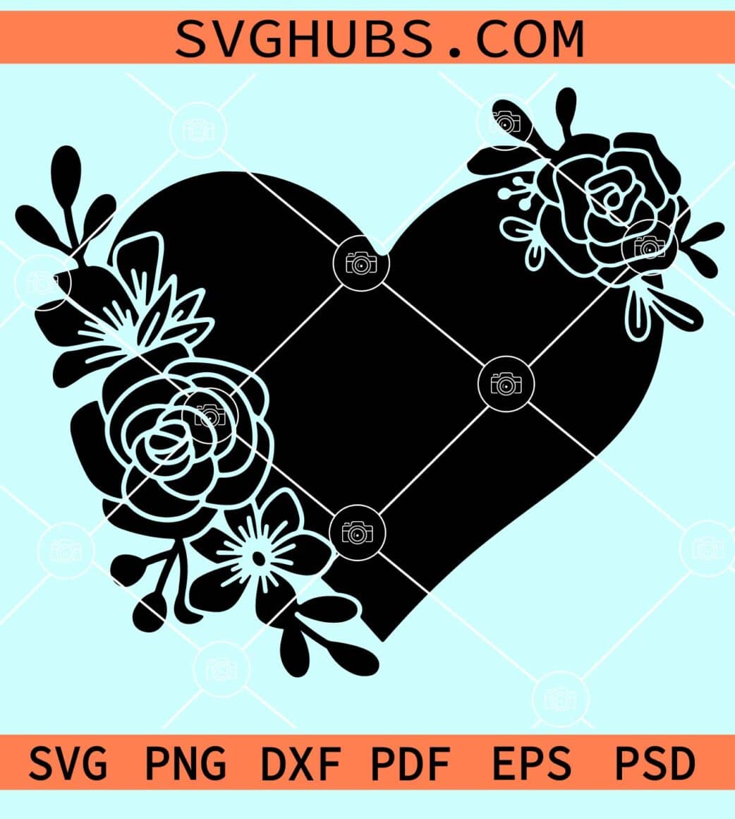Floral Heart Silhouette Svg Heart With Roses Silhouette Svg Heart floral-heart-silhouette-svg-heart-with-roses-silhouette-svg-heart
