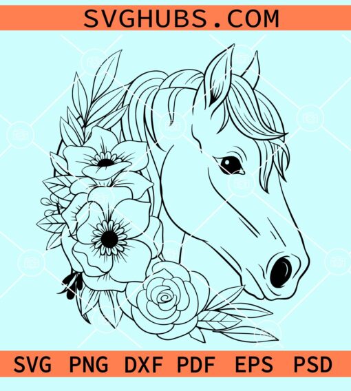 Floral horse head svg