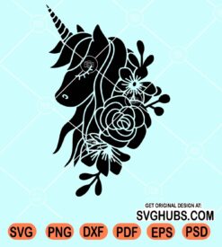 Floral unicorn svg